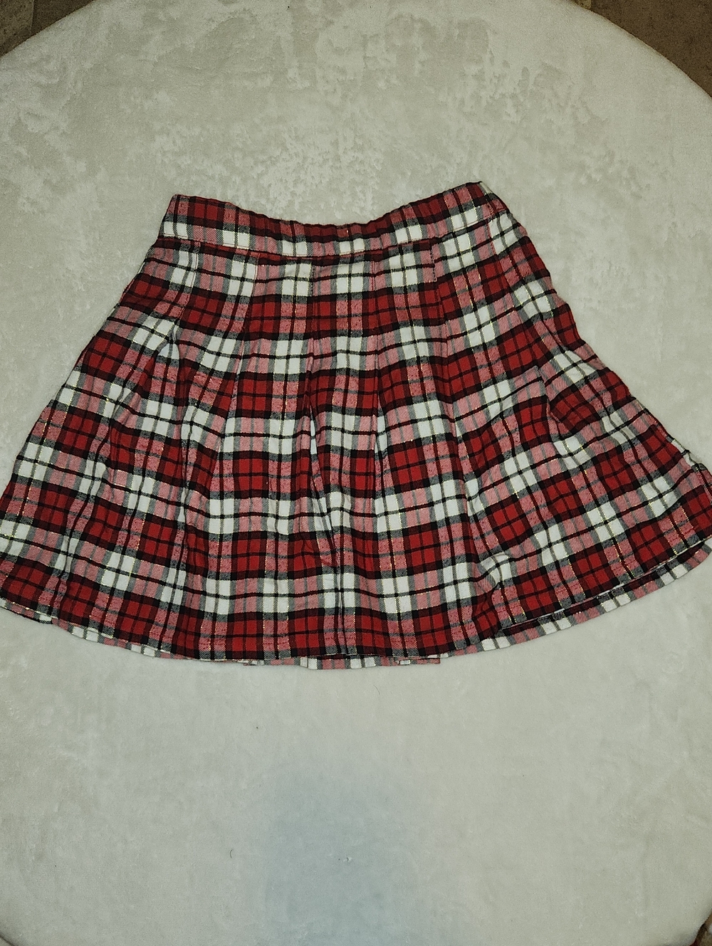 Epic Threads Red and White Plaid Pleated Skirt